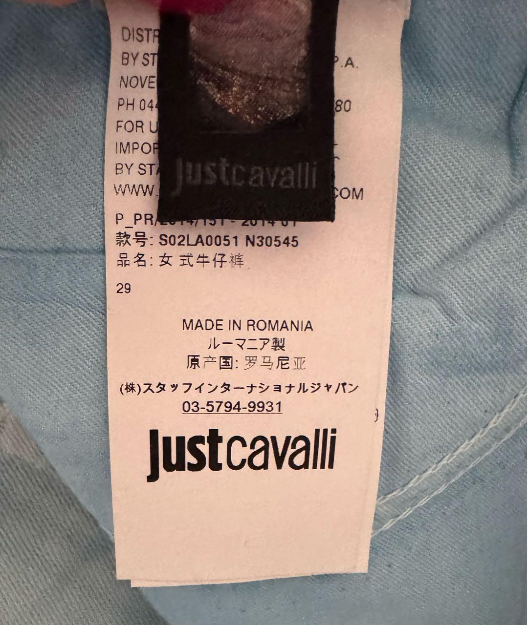 JUST CAVALLI Голубые хлопковые джинсы слим, фото 7