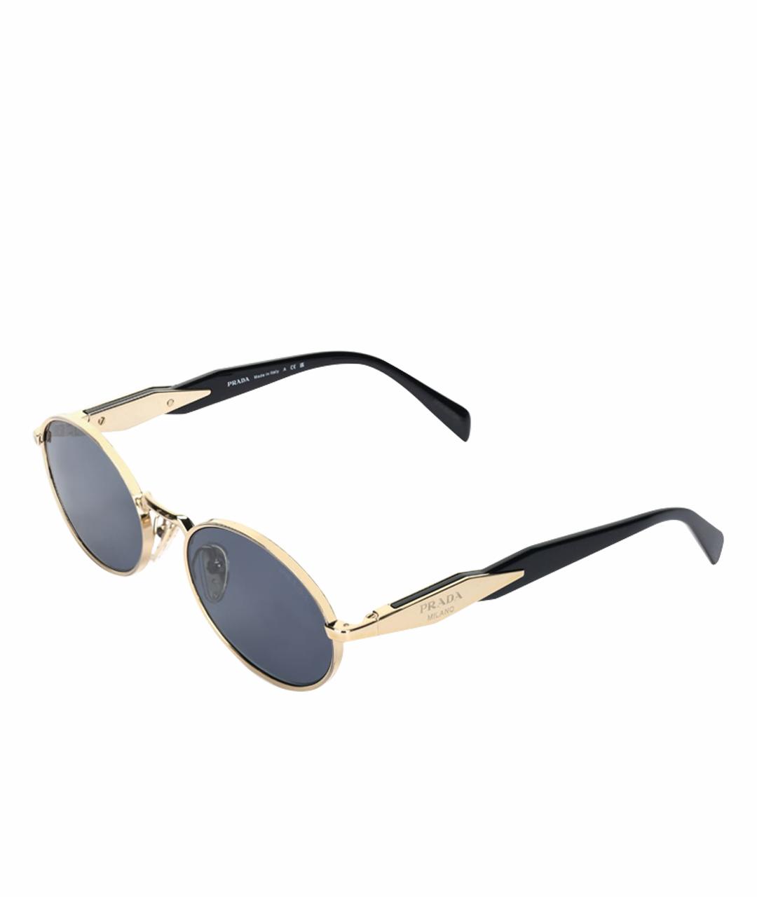 PRADA Золотые металлические солнцезащитные очки, фото 1