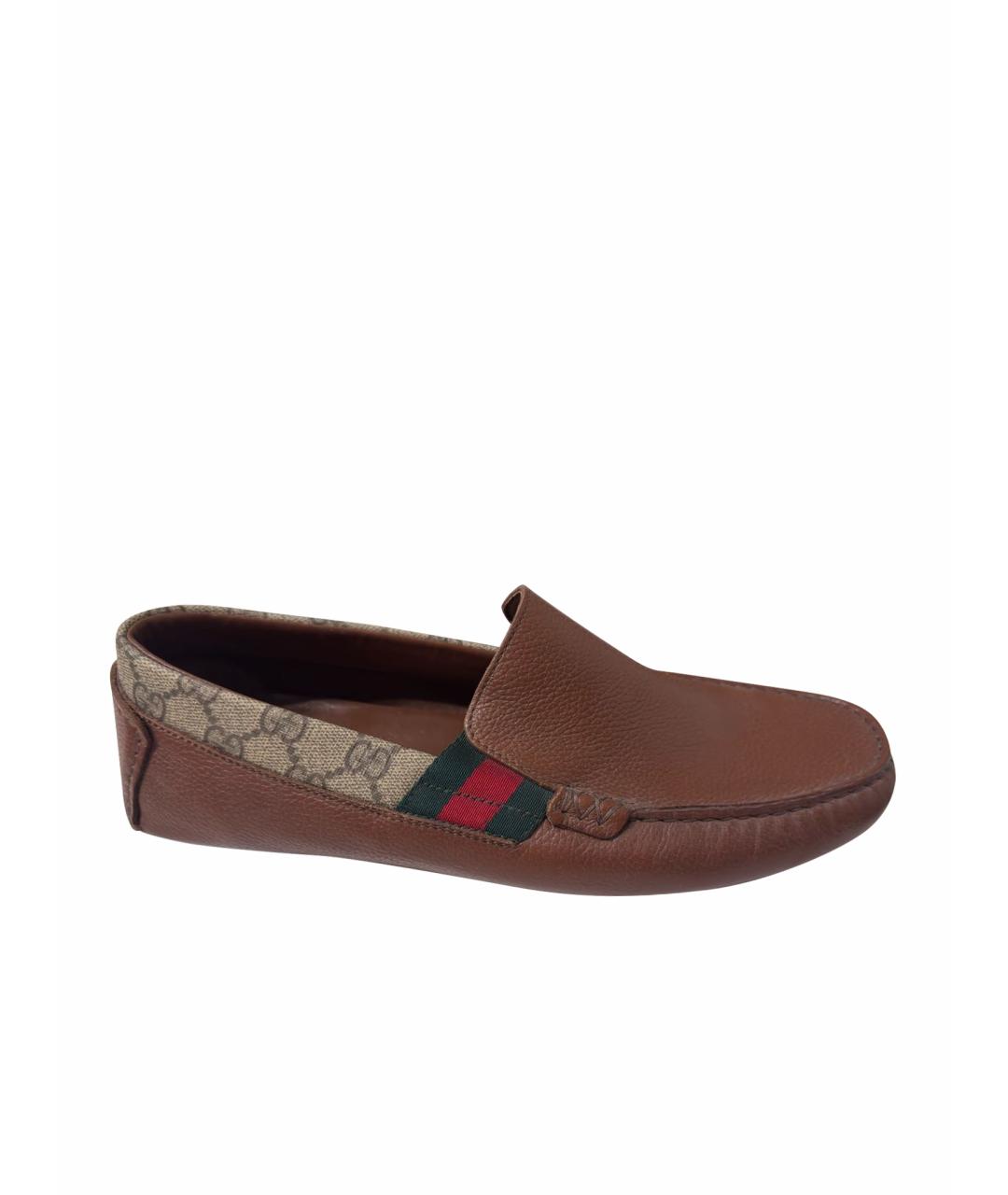 GUCCI Коричневые кожаные мокасины, фото 1