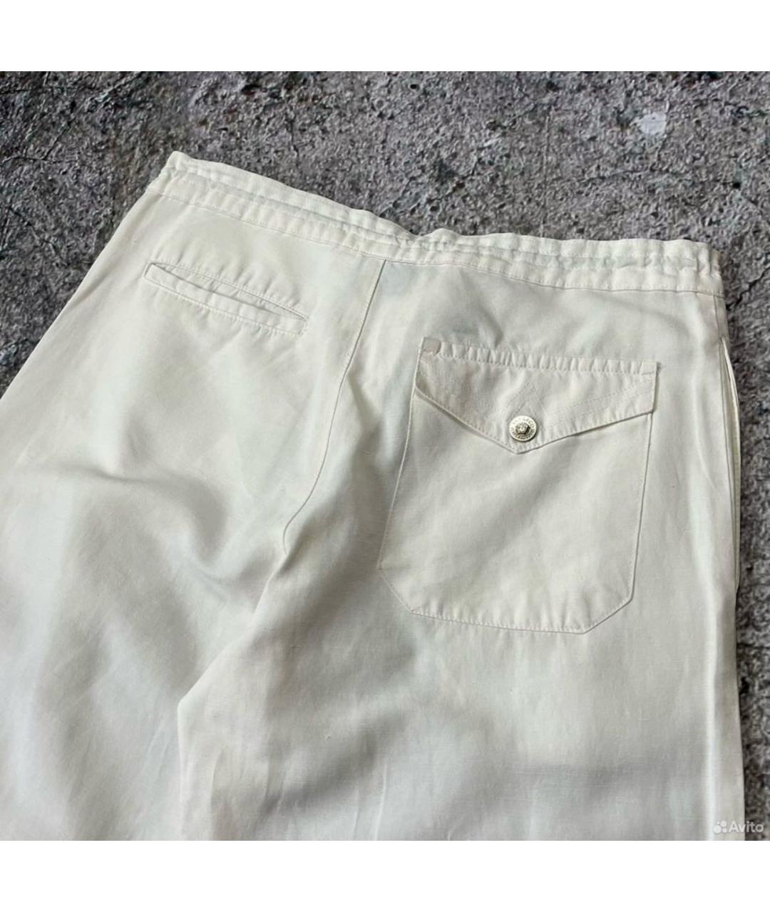 VERSACE JEANS COUTURE Белые льняные повседневные брюки, фото 4
