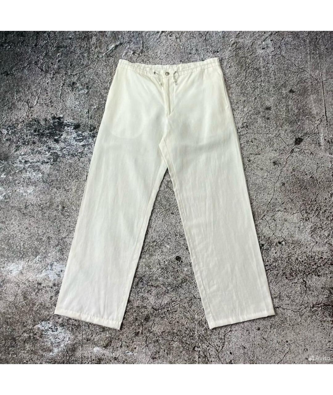 VERSACE JEANS COUTURE Белые льняные повседневные брюки, фото 8