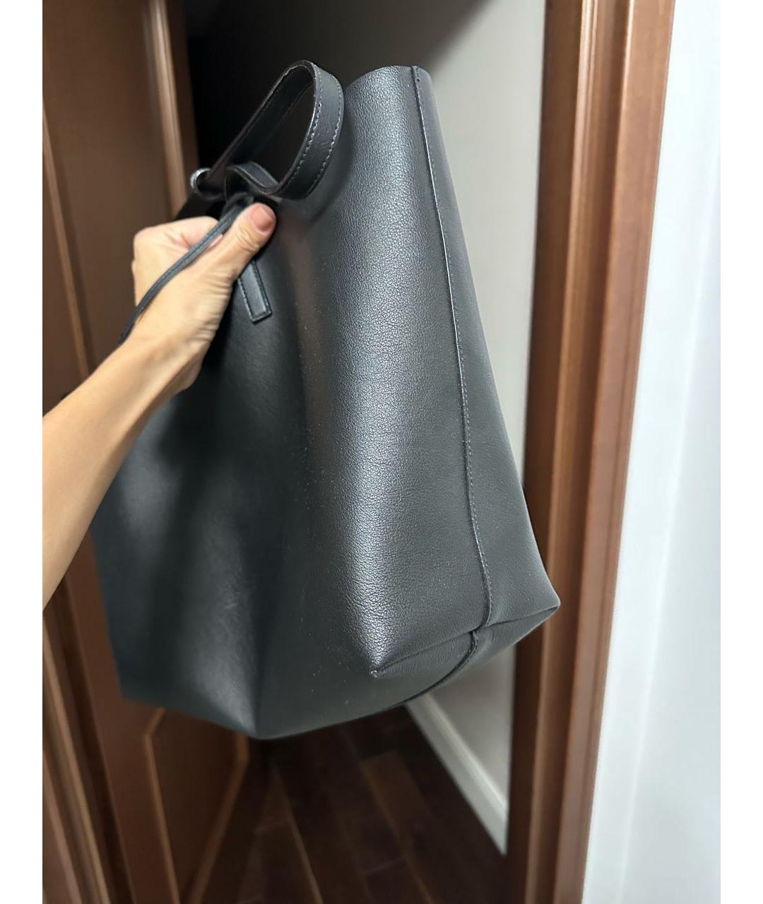 SAINT LAURENT Черная кожаная сумка тоут, фото 5