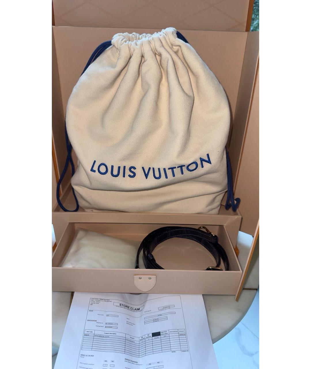 LOUIS VUITTON Темно-синяя сумка с короткими ручками из экзотической кожи, фото 5