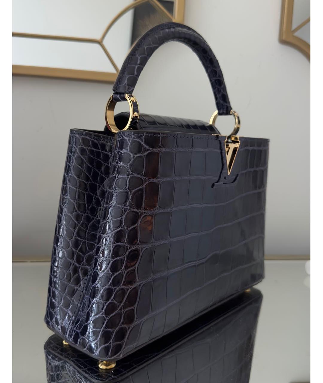 LOUIS VUITTON Темно-синяя сумка с короткими ручками из экзотической кожи, фото 2