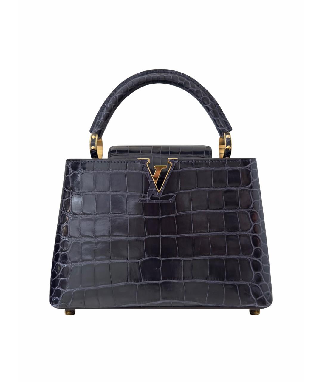 LOUIS VUITTON Темно-синяя сумка с короткими ручками из экзотической кожи, фото 1