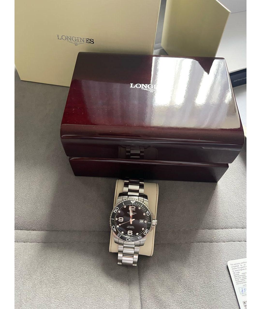 LONGINES Черные стальные часы, фото 4