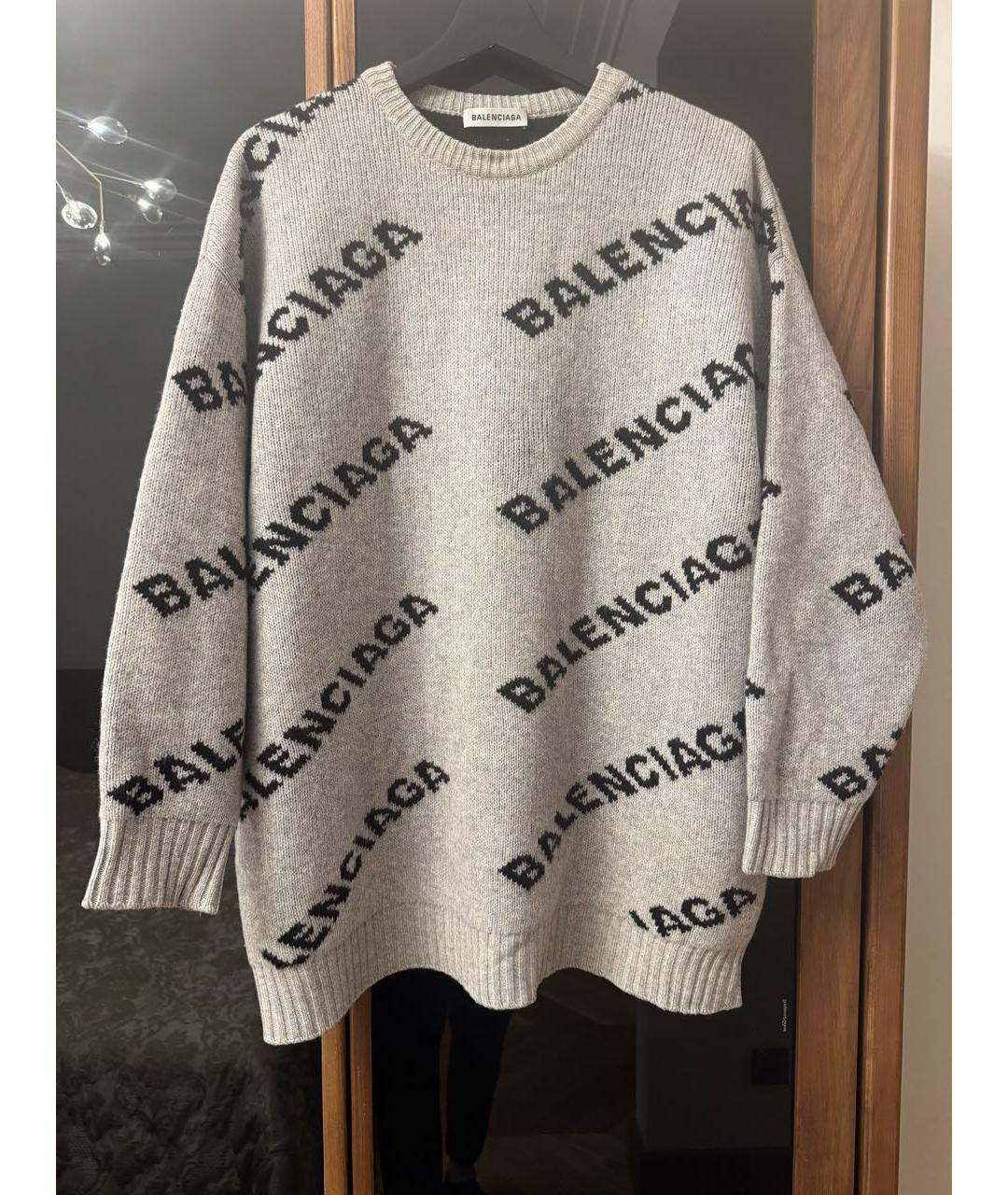 BALENCIAGA Серый шерстяной джемпер / свитер, фото 2