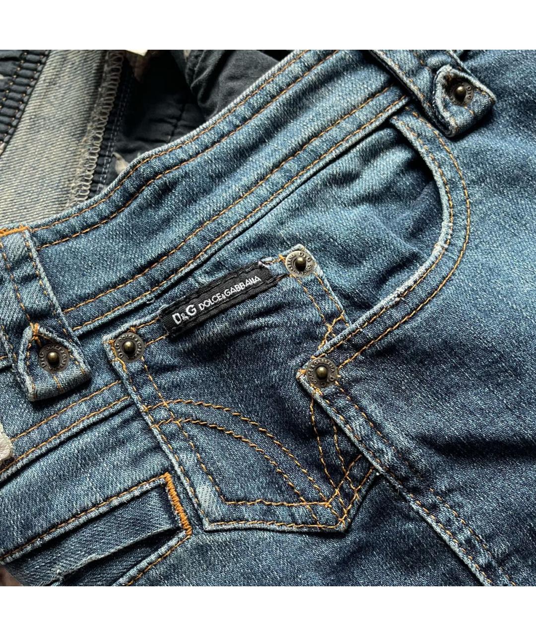 DOLCE&GABBANA Синяя хлопковая юбка миди, фото 4