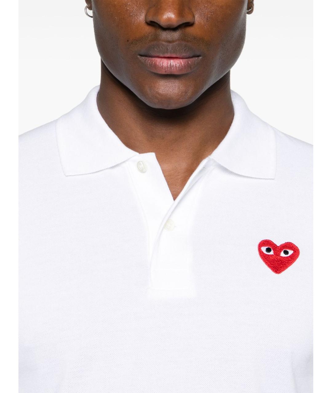 COMME DES GARÇONS PLAY Белая хлопковая футболка, фото 3