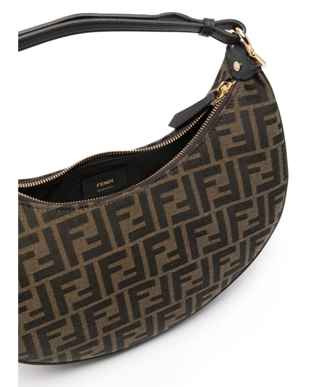 FENDI Коричневая жаккардовая сумка через плечо, фото 3