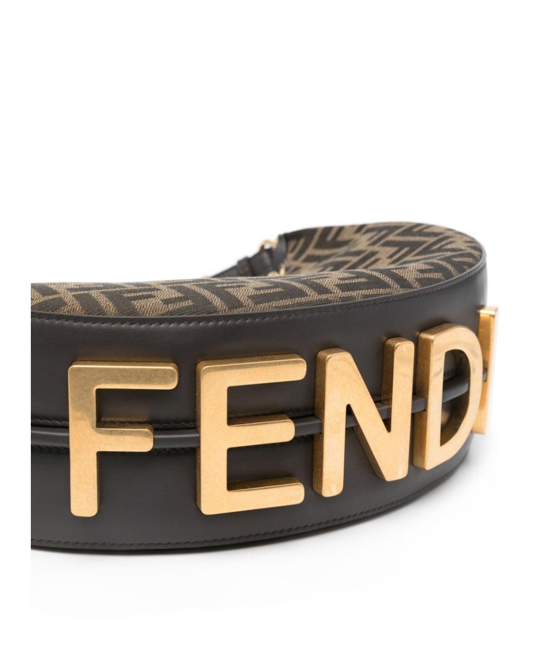 FENDI Коричневая жаккардовая сумка через плечо, фото 4