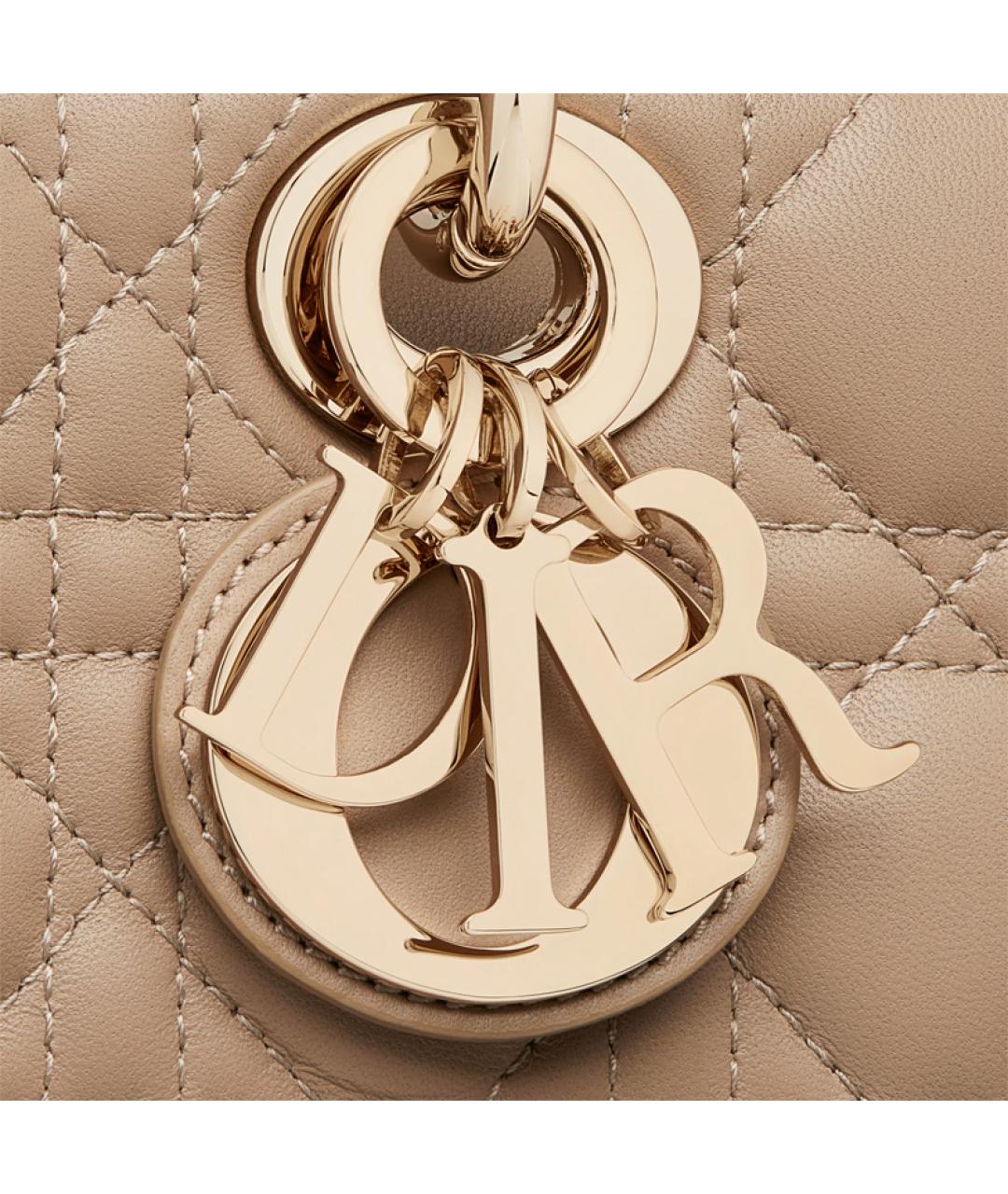 CHRISTIAN DIOR Бежевая кожаная сумка через плечо, фото 7