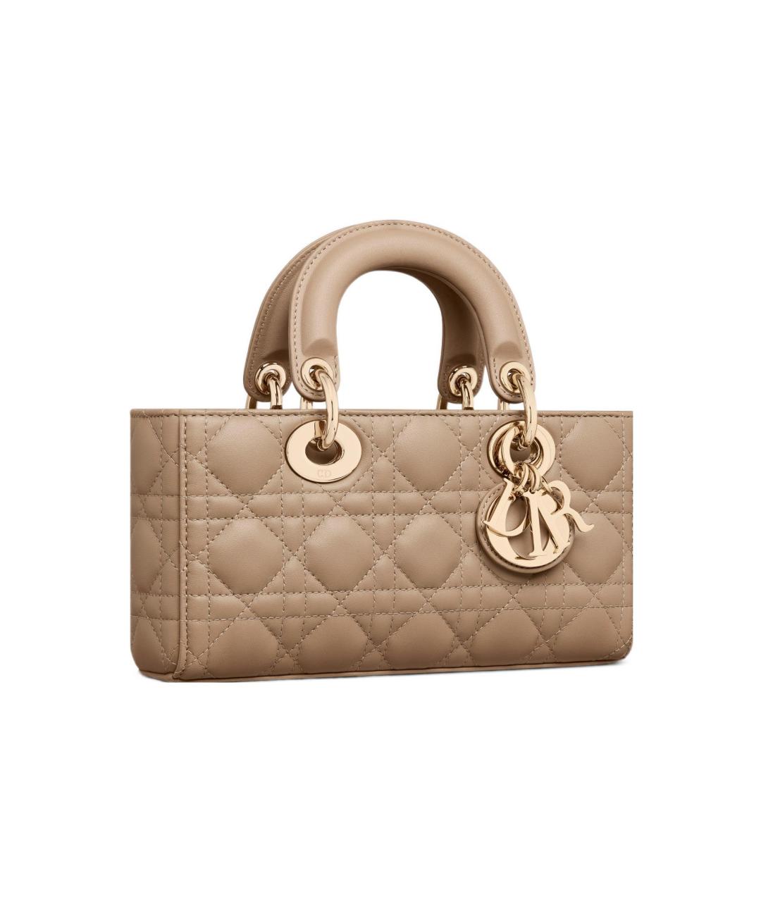 CHRISTIAN DIOR Бежевая кожаная сумка через плечо, фото 2