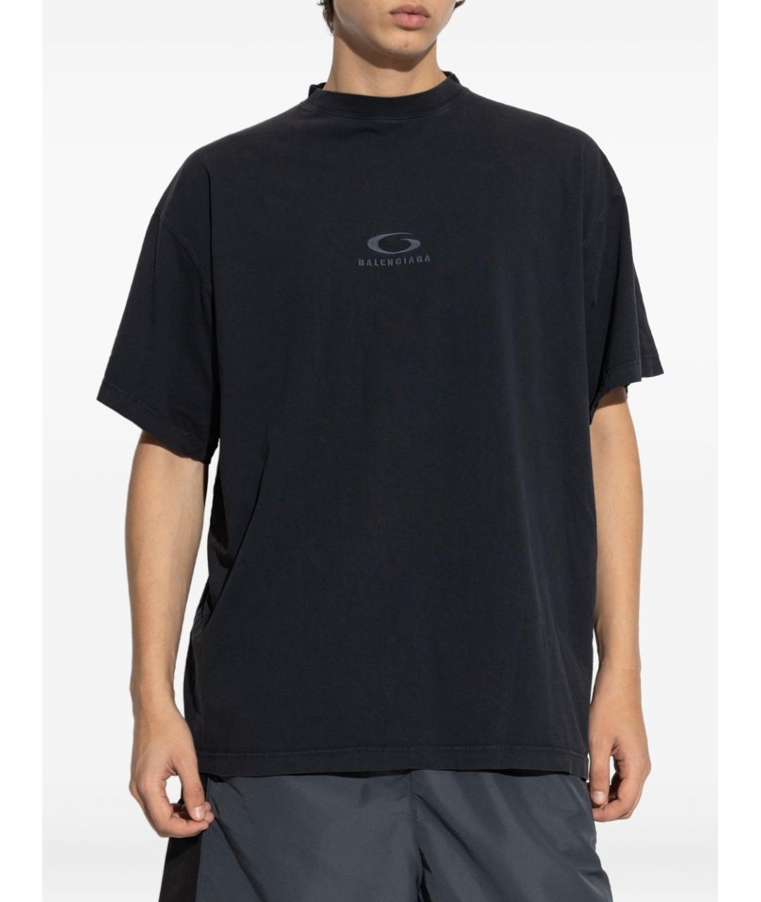 BALENCIAGA Черная хлопковая футболка, фото 5