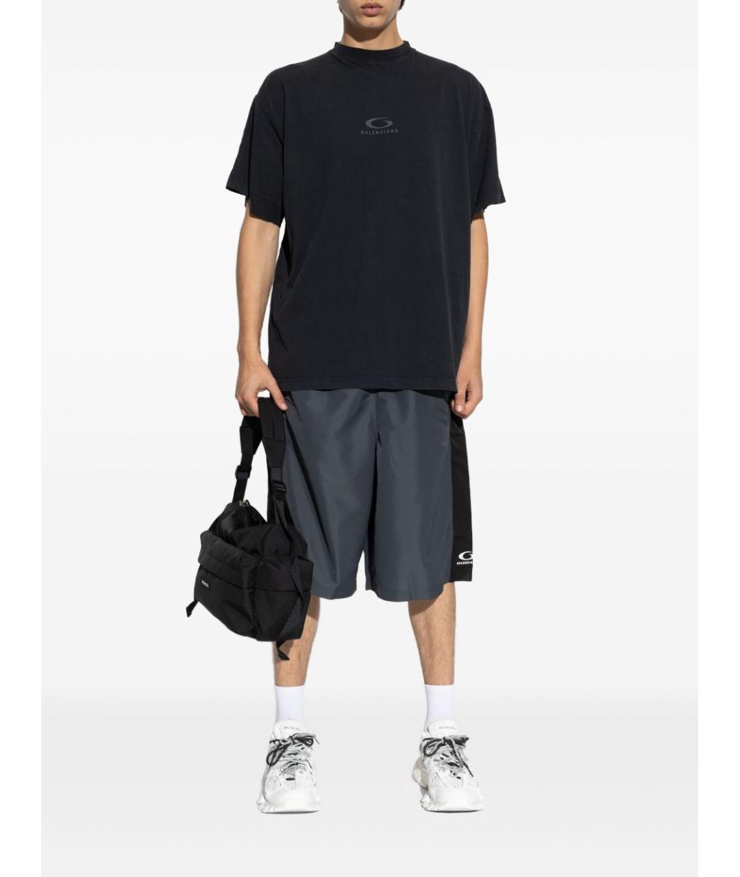 BALENCIAGA Черная хлопковая футболка, фото 2