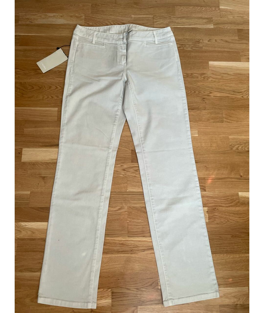 'S MAX MARA Бежевые хлопко-эластановые прямые джинсы, фото 6