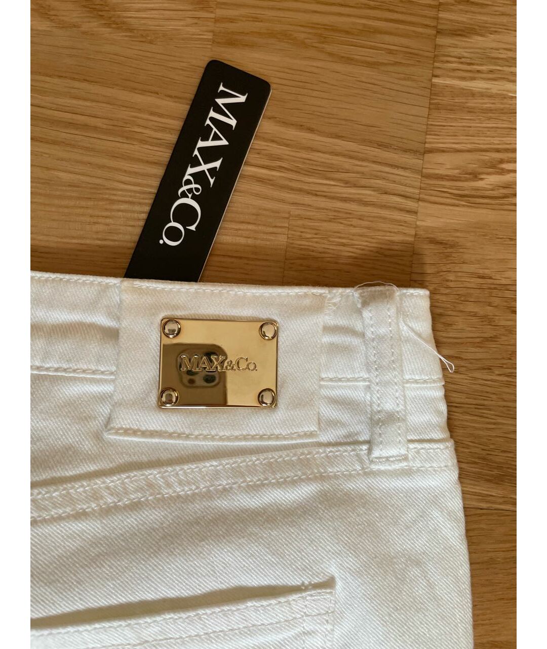 MAX&CO Белые хлопко-эластановые джинсы слим, фото 5