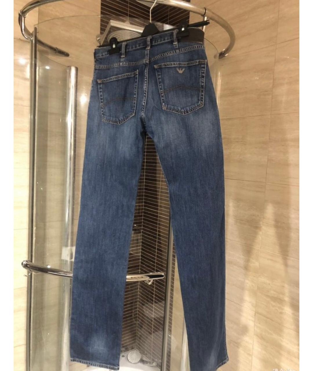 ARMANI JEANS Синие хлопковые прямые джинсы, фото 2