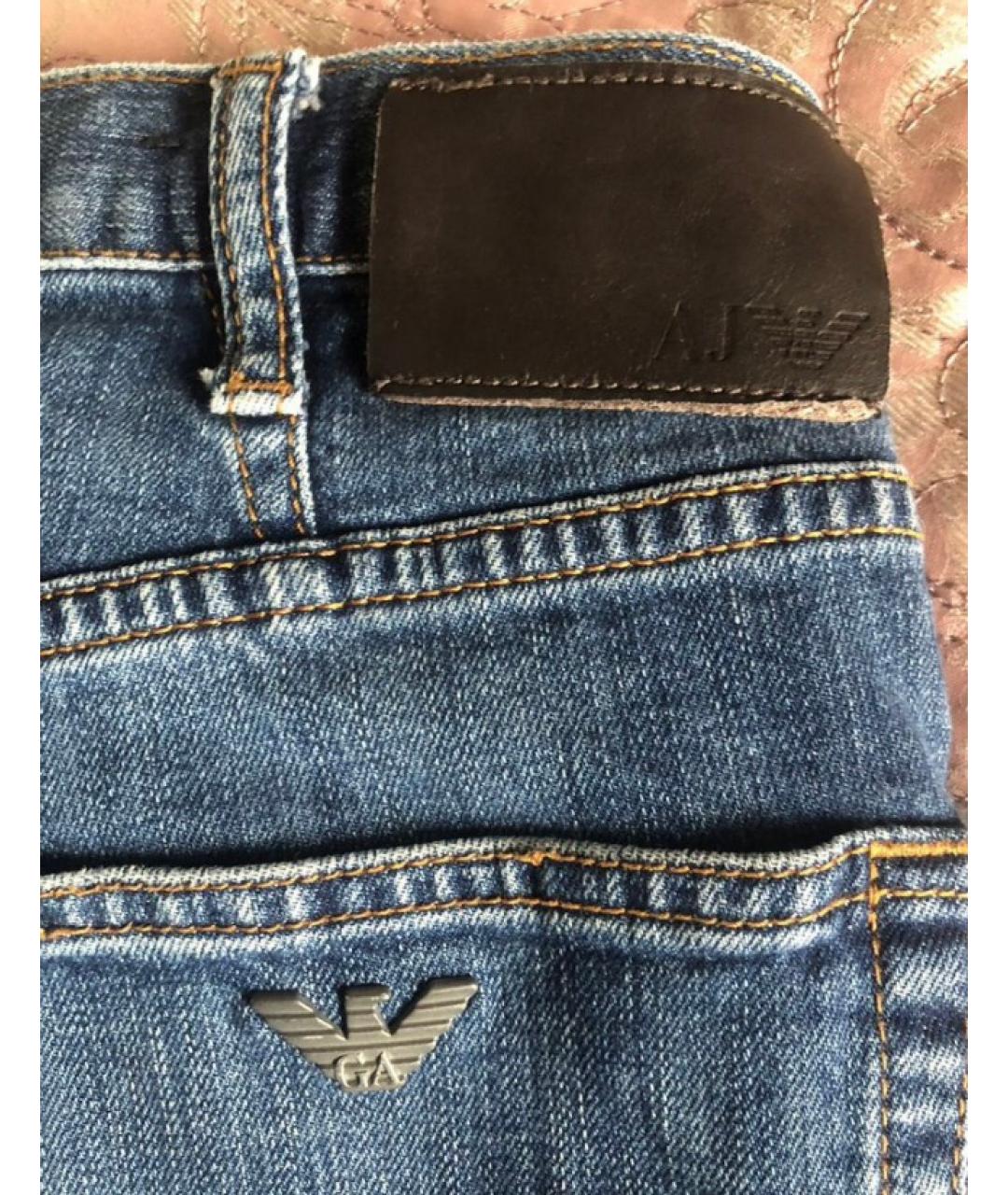 ARMANI JEANS Синие хлопковые прямые джинсы, фото 6