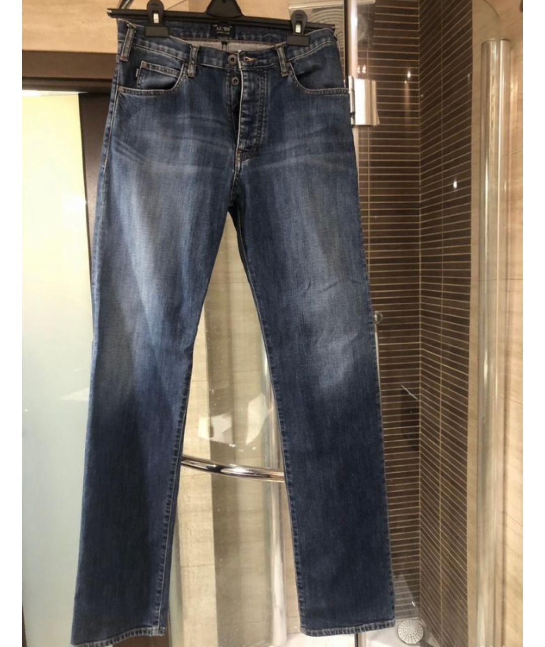 ARMANI JEANS Синие хлопковые прямые джинсы, фото 10