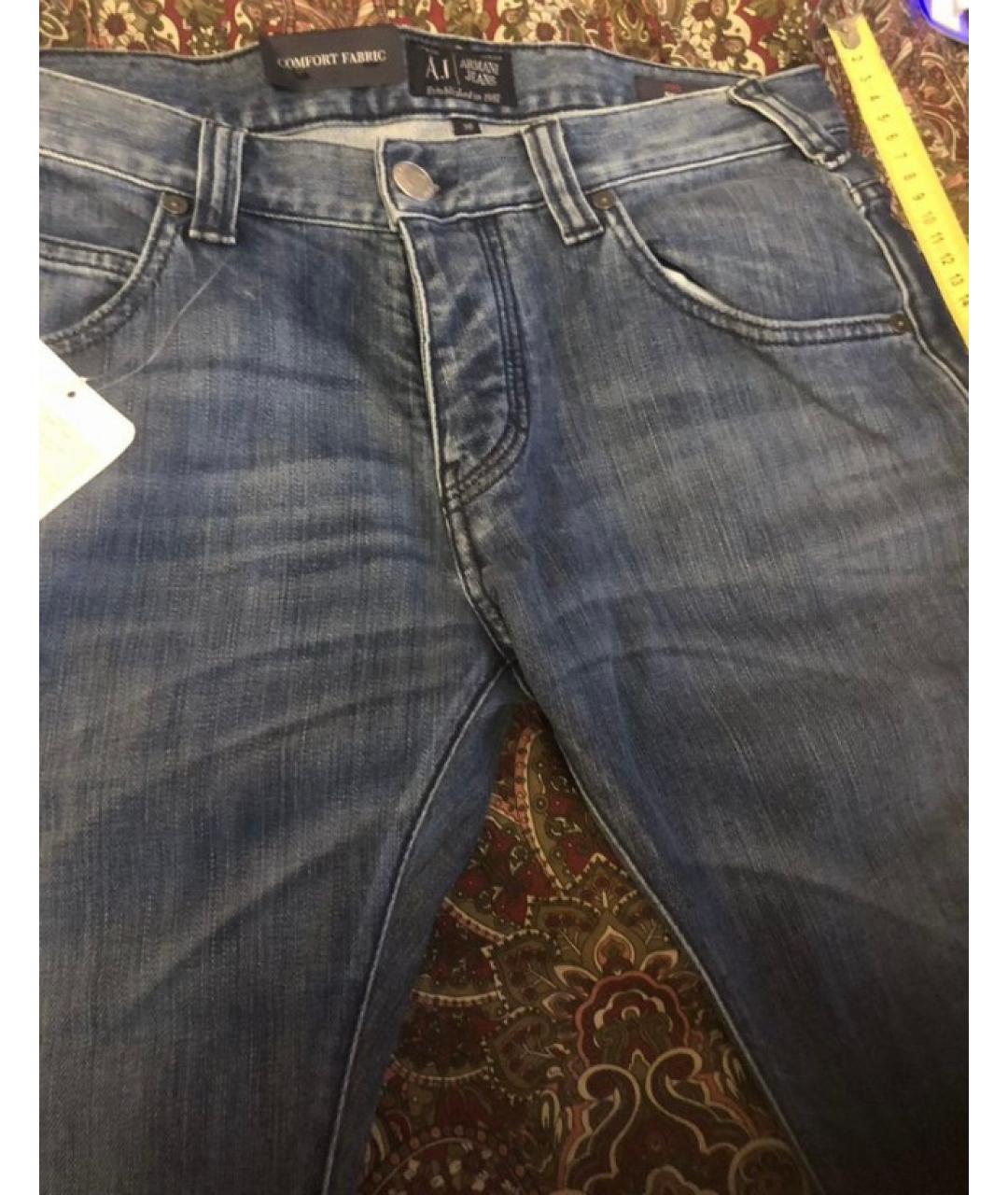 ARMANI JEANS Синие хлопковые прямые джинсы, фото 6