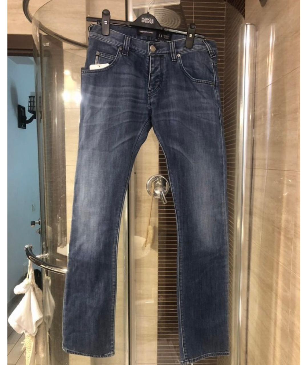 ARMANI JEANS Синие хлопковые прямые джинсы, фото 10