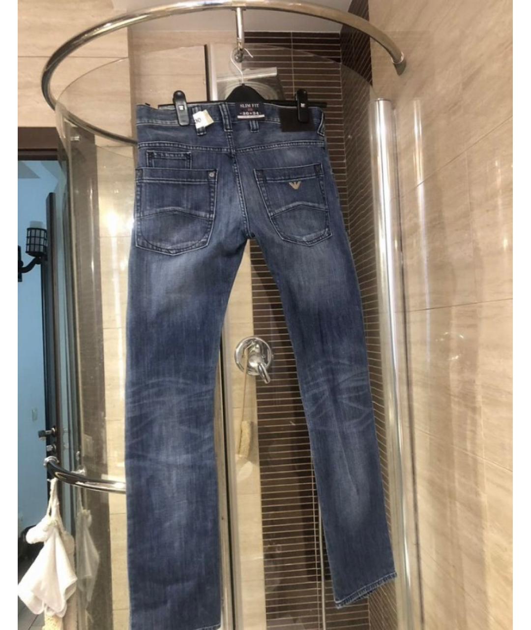 ARMANI JEANS Синие хлопковые прямые джинсы, фото 2