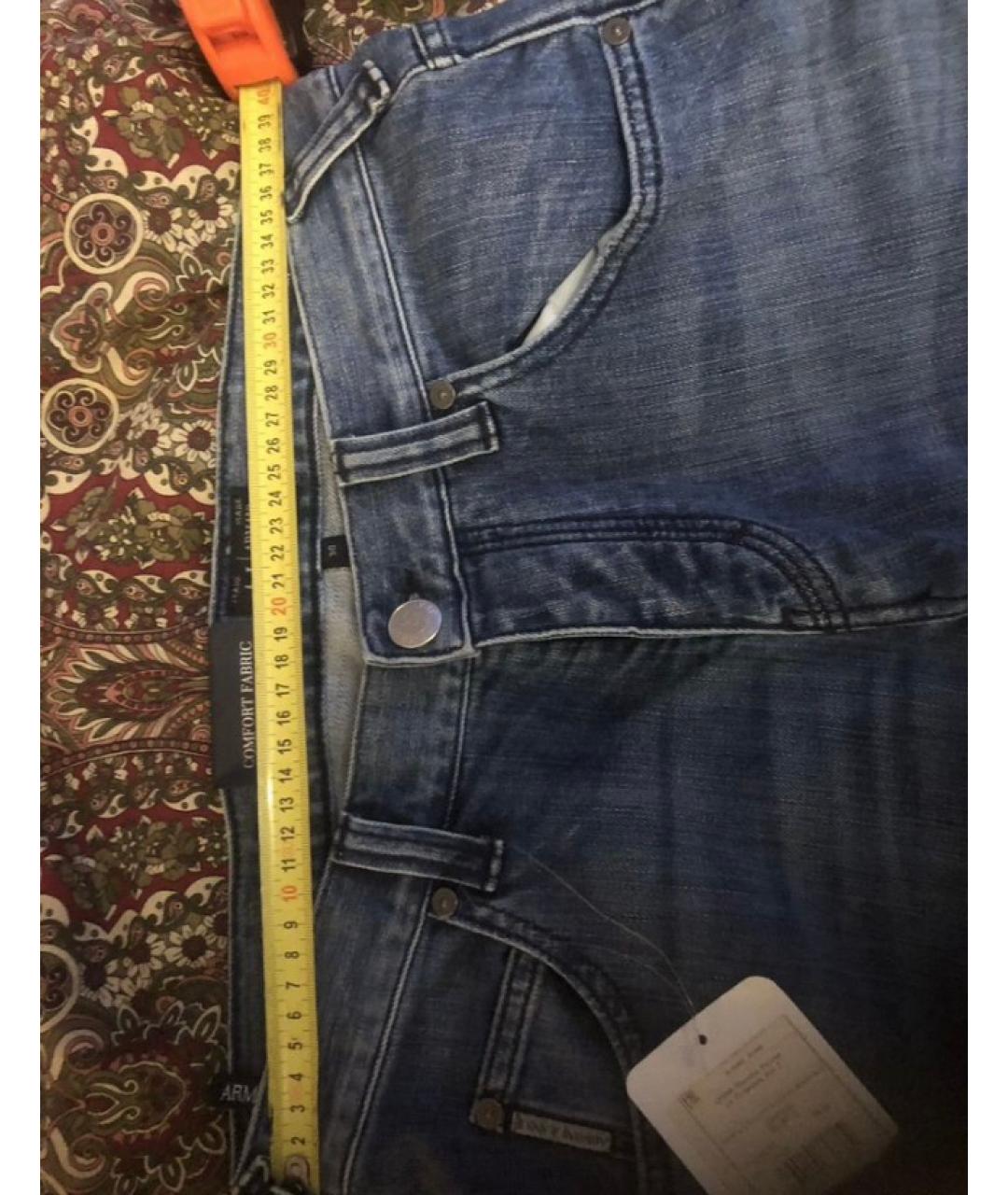 ARMANI JEANS Синие хлопковые прямые джинсы, фото 3