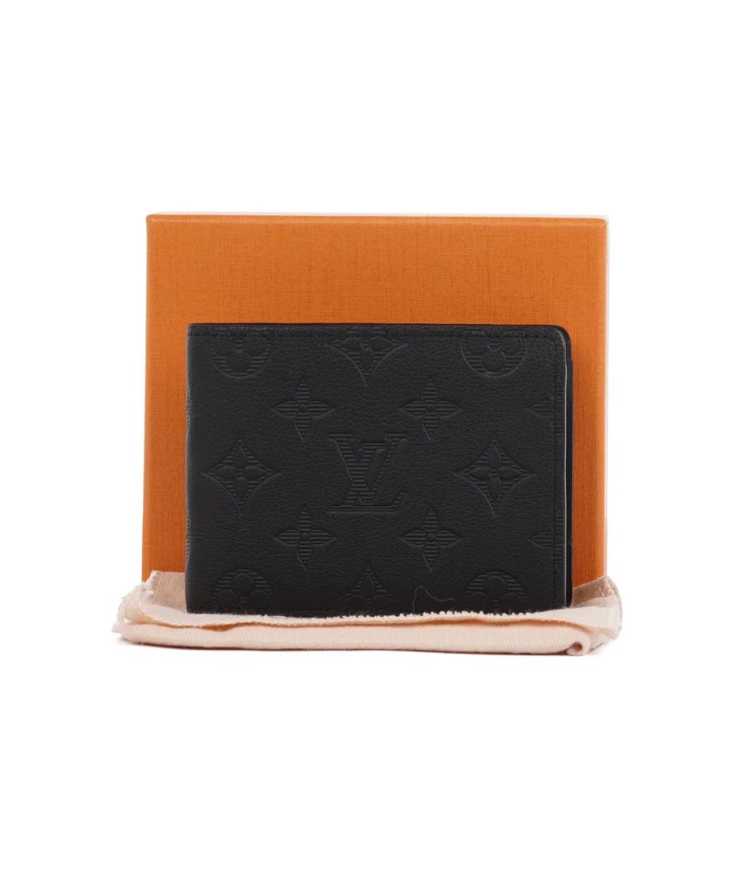 LOUIS VUITTON Черный кожаный кошелек, фото 2