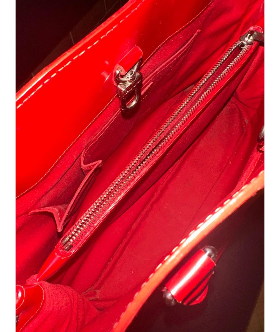 LOUIS VUITTON Красная кожаная сумка тоут, фото 8