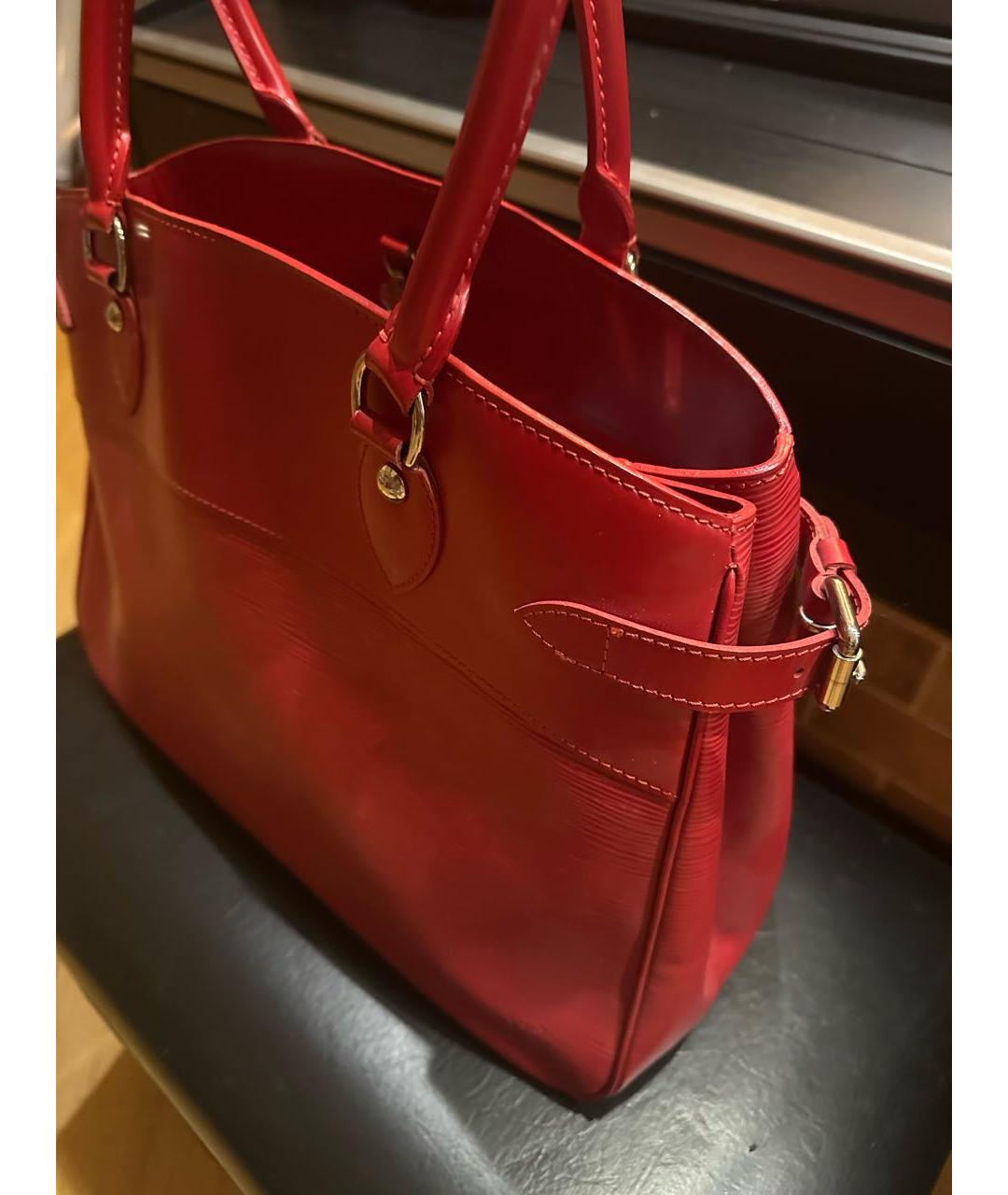 LOUIS VUITTON Красная кожаная сумка тоут, фото 3