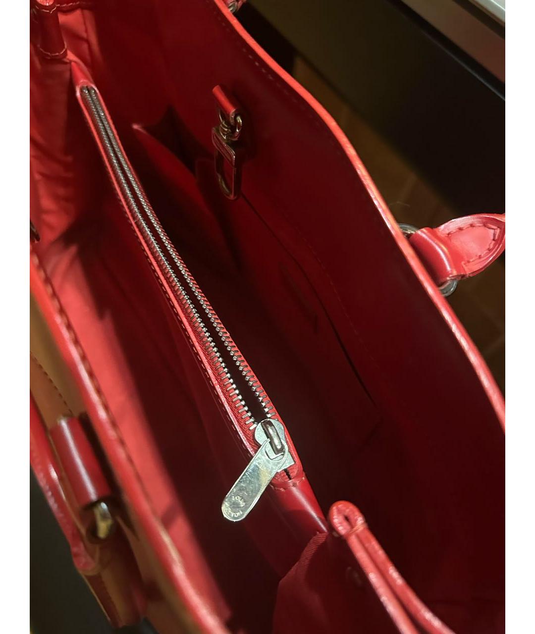 LOUIS VUITTON Красная кожаная сумка тоут, фото 5
