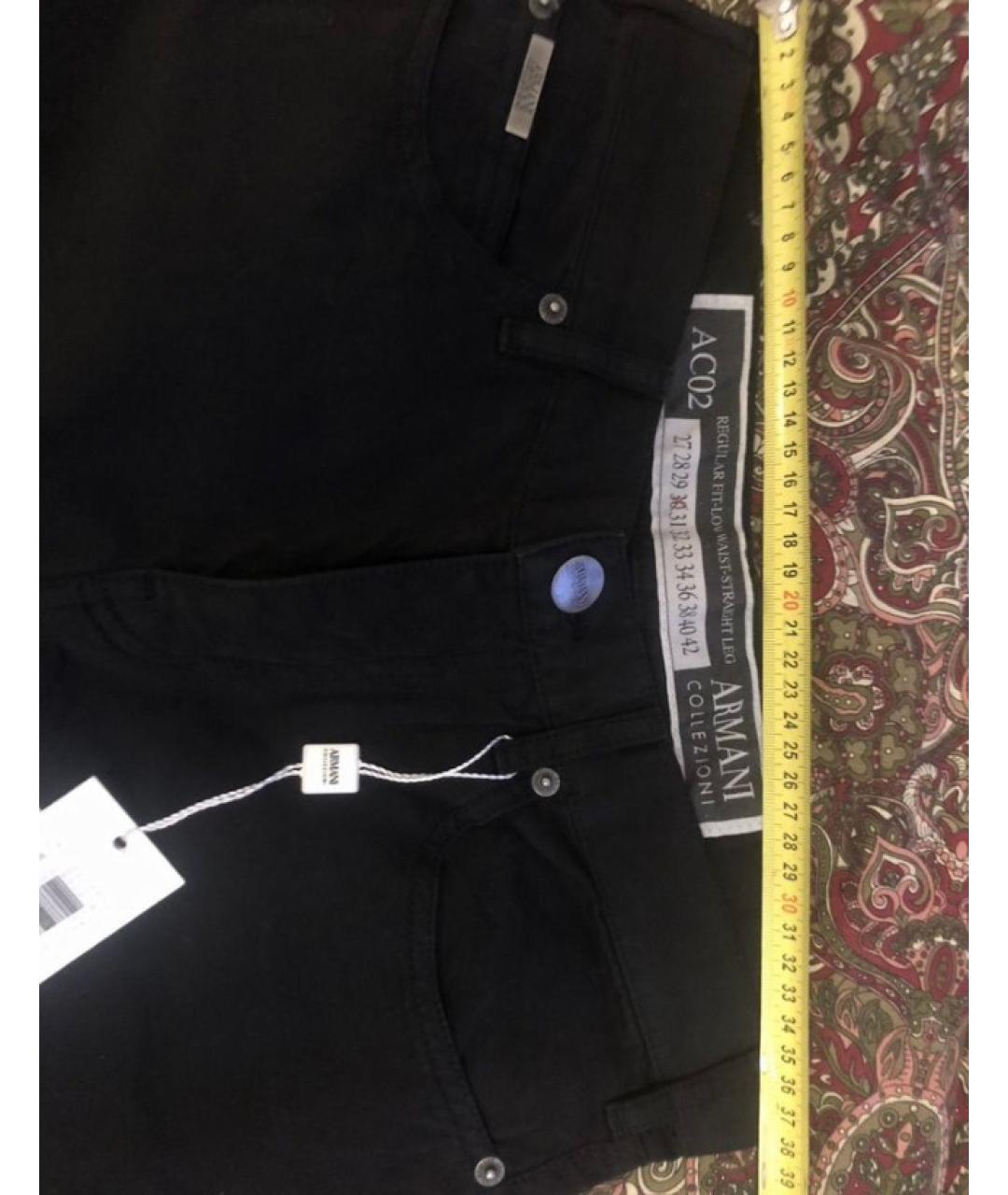 ARMANI COLLEZIONI Черные хлопковые прямые джинсы, фото 5