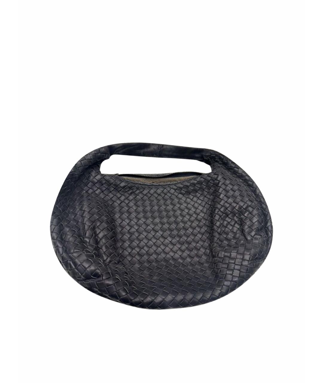 BOTTEGA VENETA Темно-синяя кожаная сумка с короткими ручками, фото 1