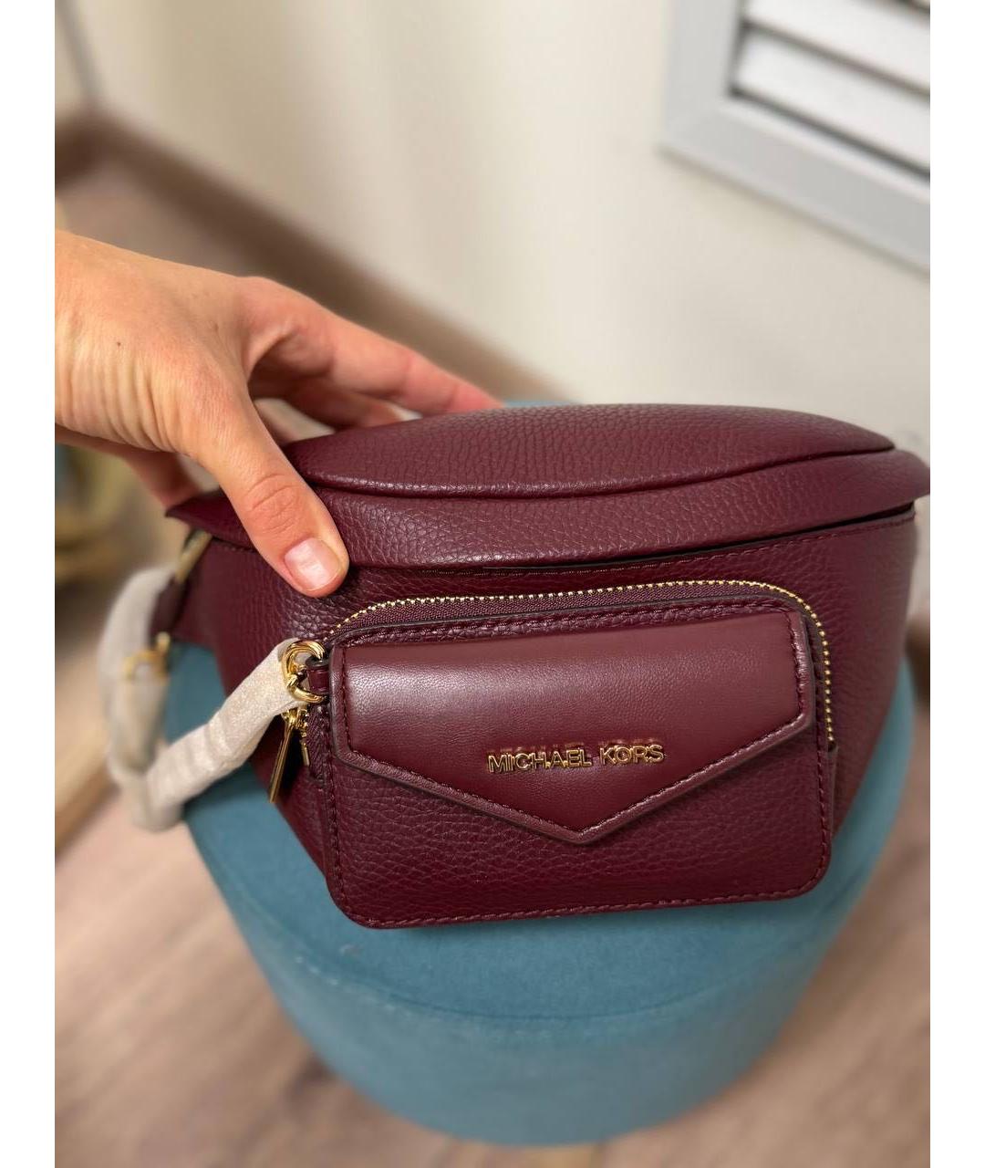 MICHAEL KORS Бордовая кожаная поясная сумка, фото 2