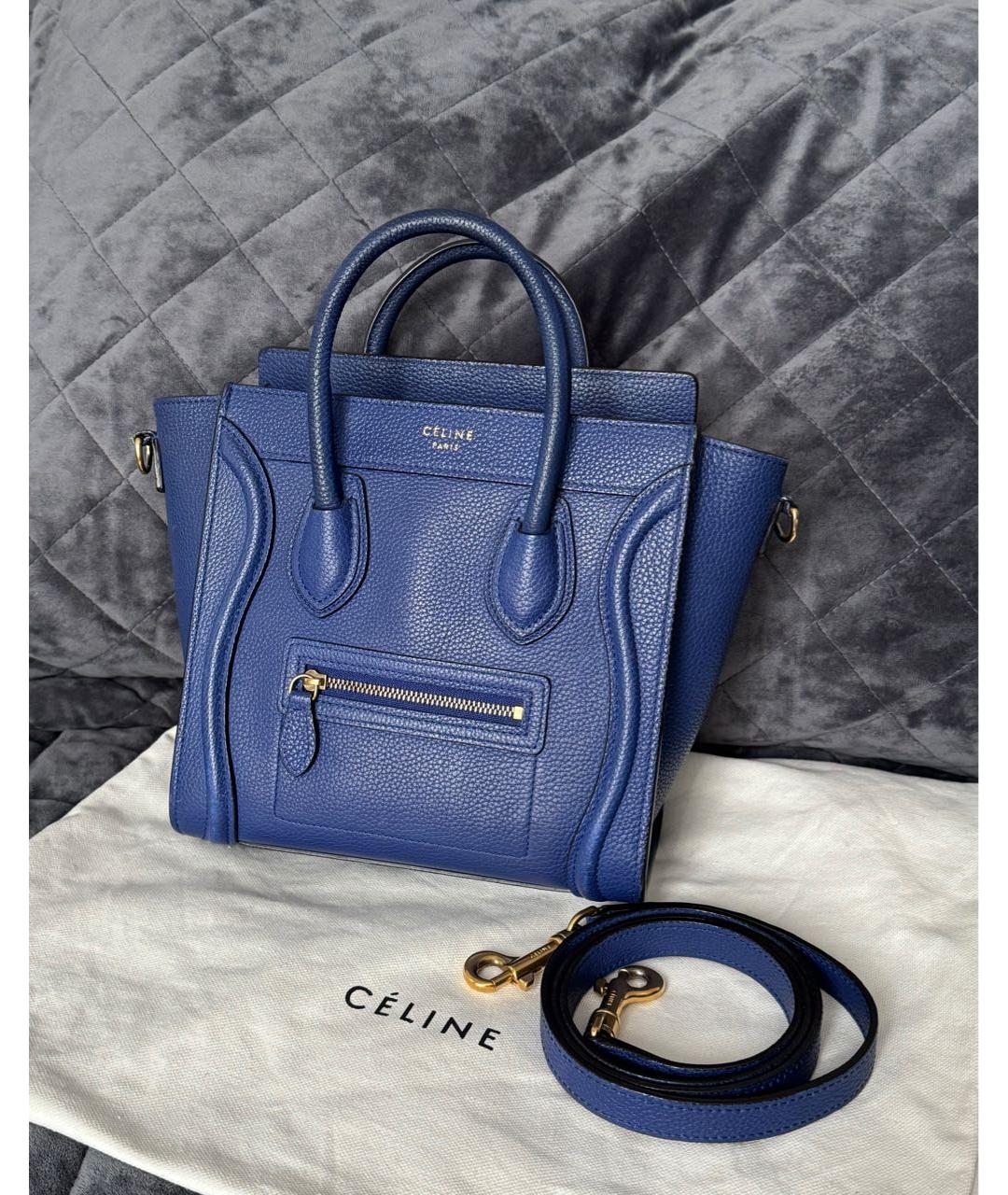 CELINE Синяя кожаная сумка тоут, фото 2