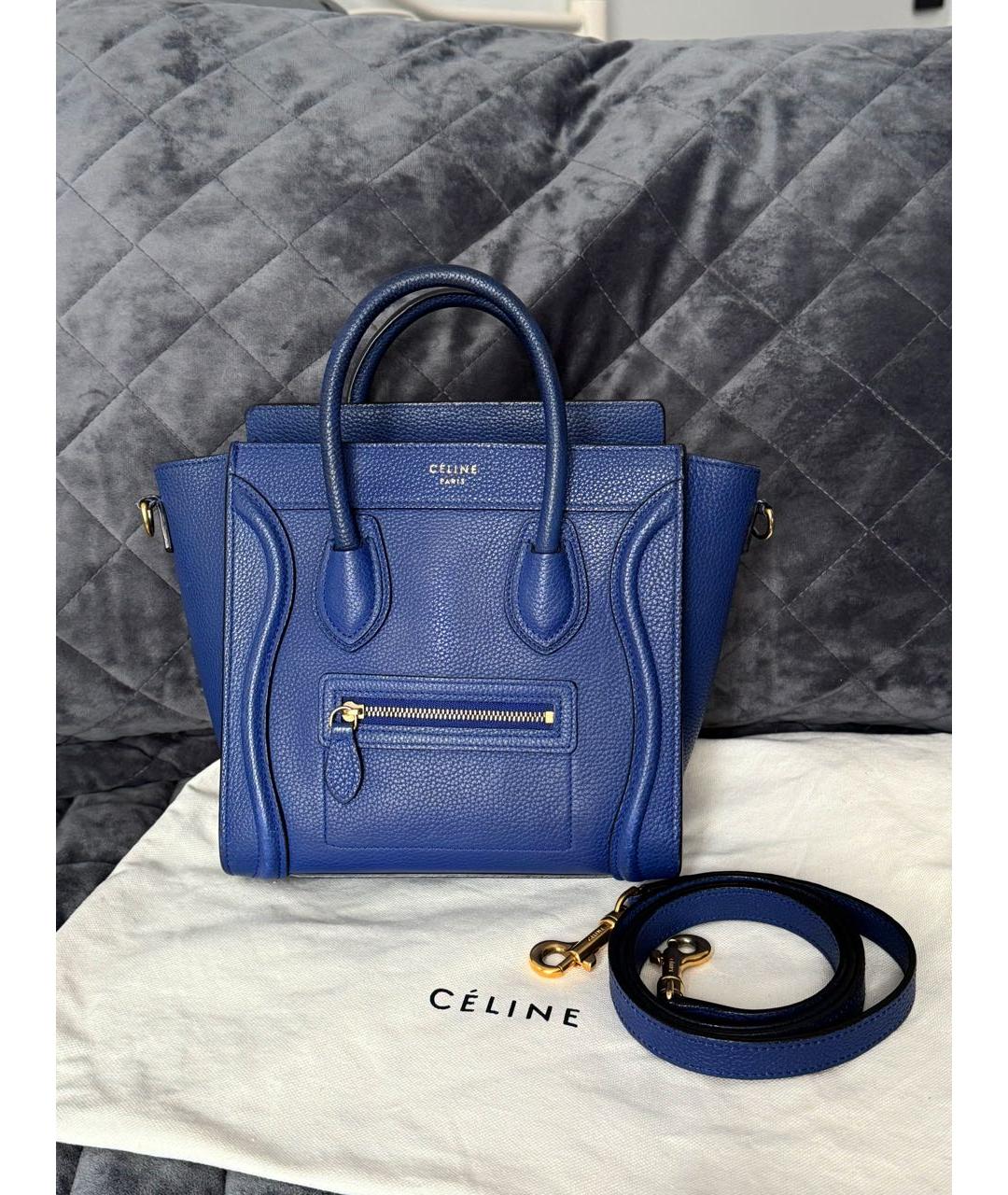 CELINE Синяя кожаная сумка тоут, фото 9
