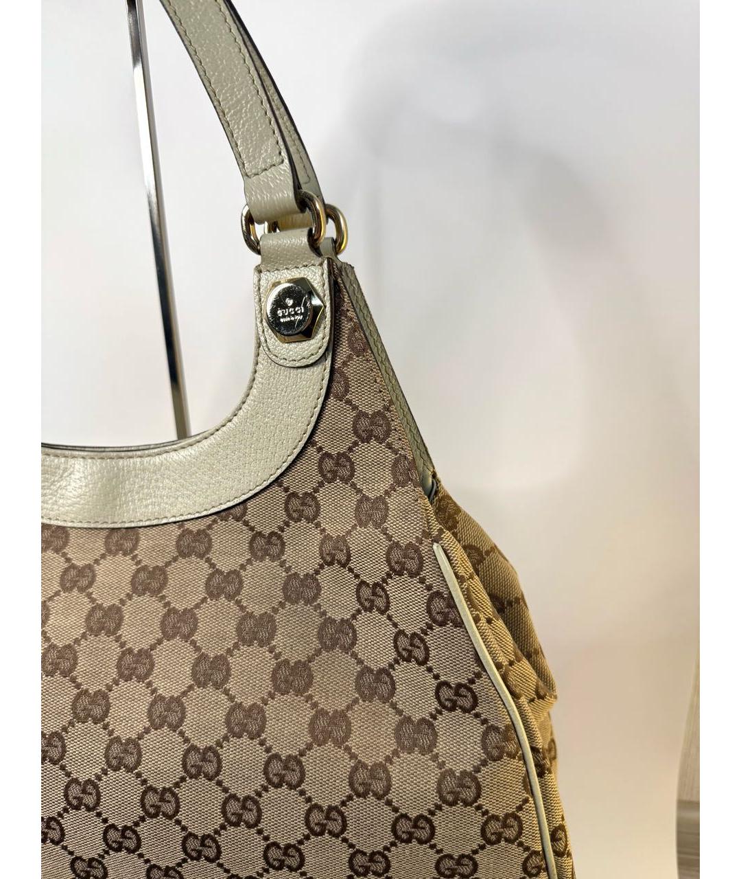 GUCCI Бежевая тканевая сумка с короткими ручками, фото 2