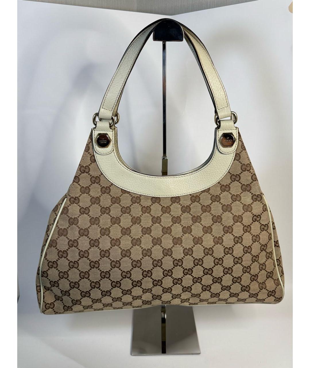 GUCCI Бежевая тканевая сумка с короткими ручками, фото 7