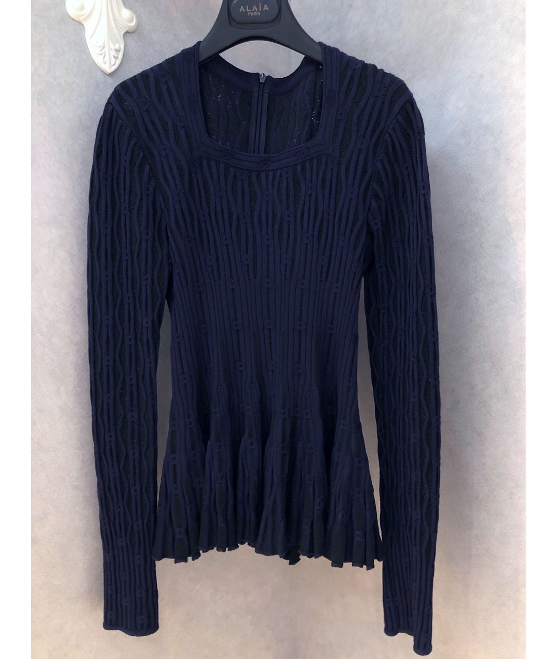 ALAIA Темно-синий шерстяной джемпер / свитер, фото 4