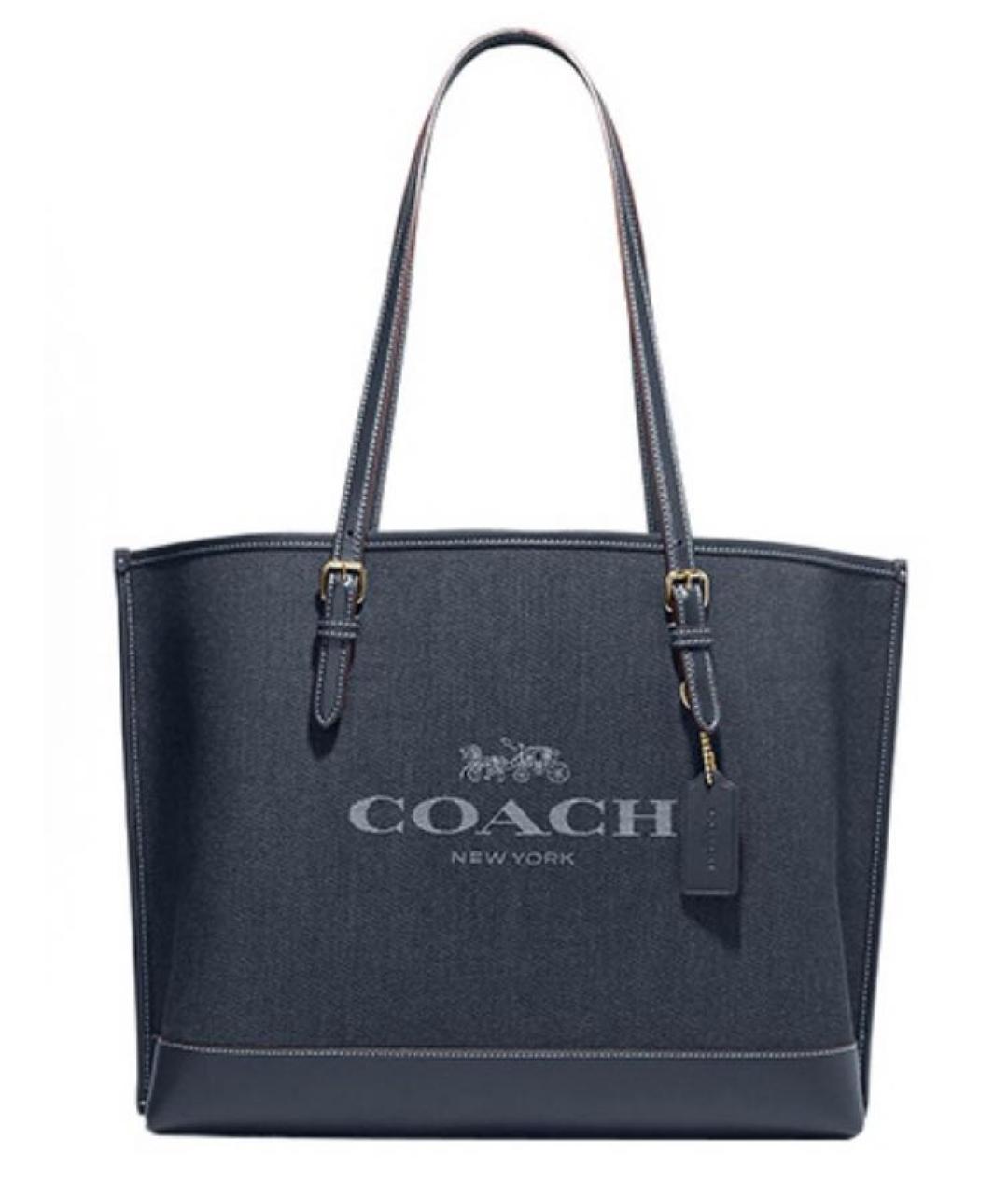 COACH Темно-синяя деним сумка тоут, фото 1