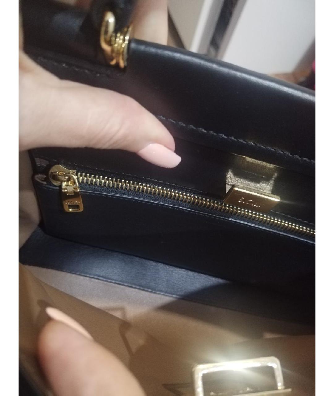 DOLCE&GABBANA Черная кожаная сумка с короткими ручками, фото 4