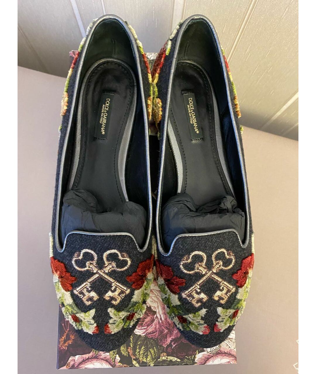 DOLCE&GABBANA Серые текстильные лоферы, фото 3