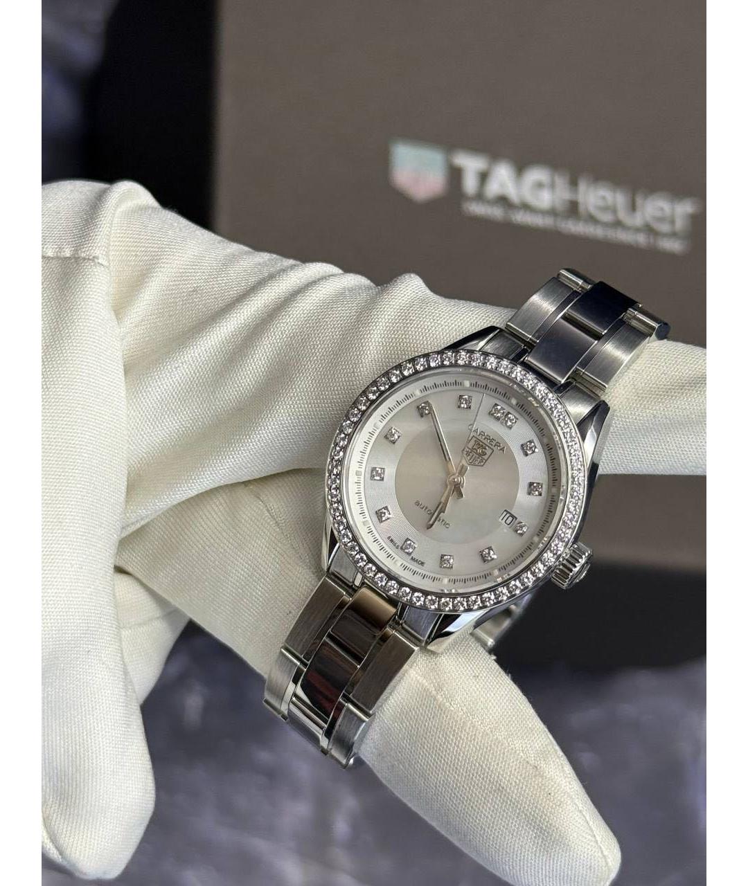 TAG HEUER Белые металлические часы, фото 6