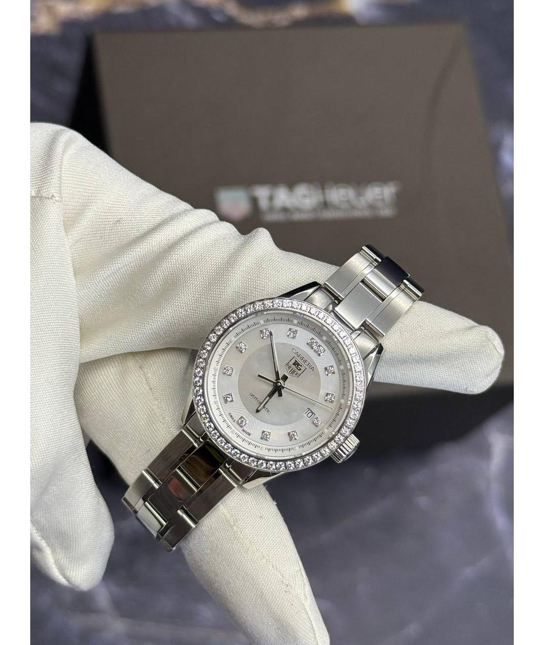 TAG HEUER Белые металлические часы, фото 2