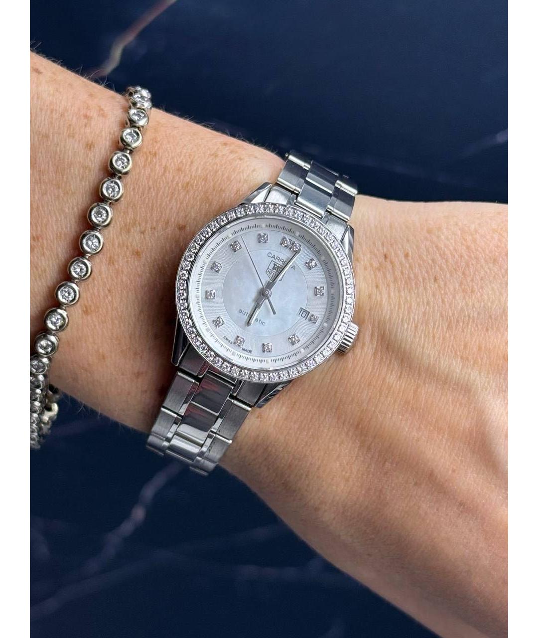TAG HEUER Белые металлические часы, фото 8