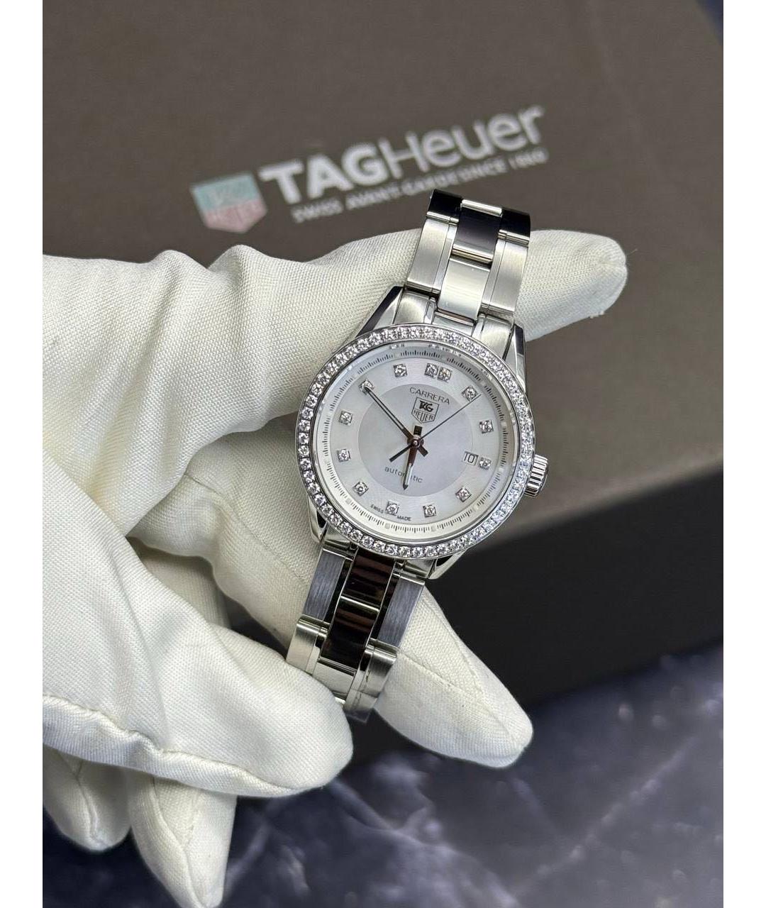 TAG HEUER Белые металлические часы, фото 3