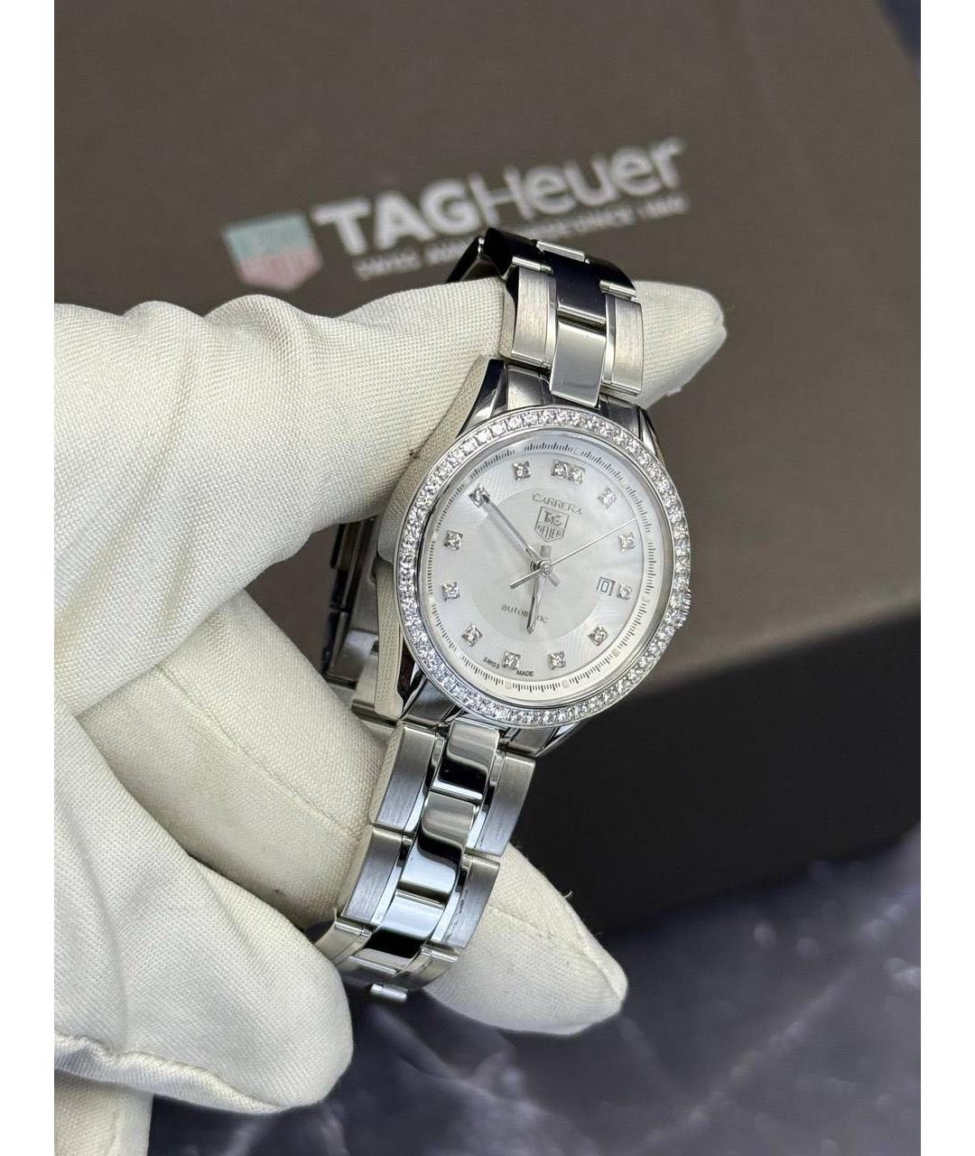 TAG HEUER Белые металлические часы, фото 4