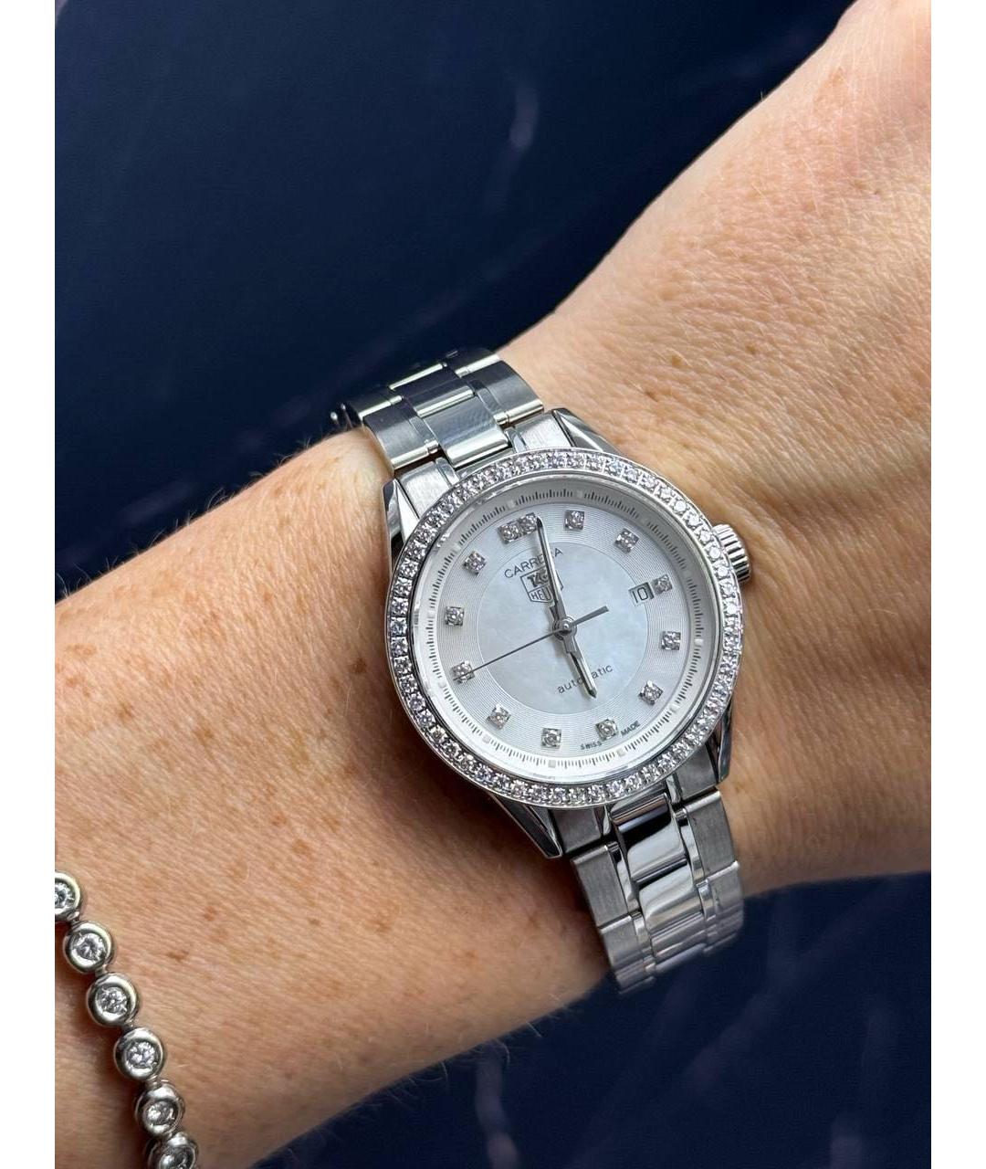 TAG HEUER Белые металлические часы, фото 7