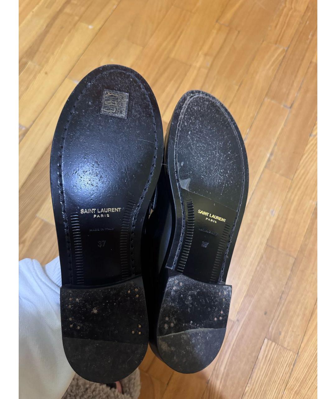 SAINT LAURENT Черные кожаные лоферы, фото 5